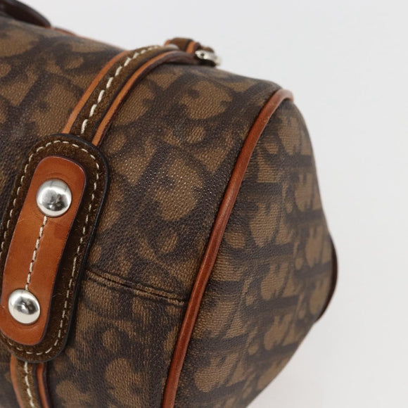 Christian Dior Romantic Trotter Canvas Hand Bag PVC Brown Silver Auth 156325A