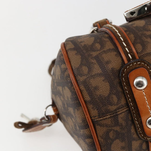 Christian Dior Romantic Trotter Canvas Hand Bag PVC Brown Silver Auth 156325A