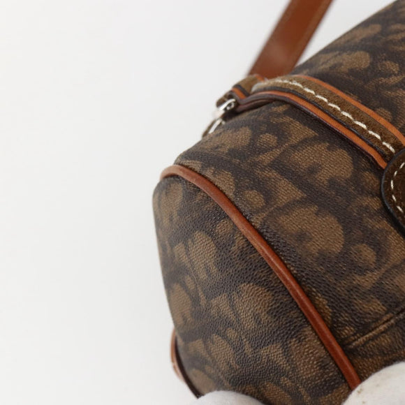 Christian Dior Romantic Trotter Canvas Hand Bag PVC Brown Silver Auth 156325A