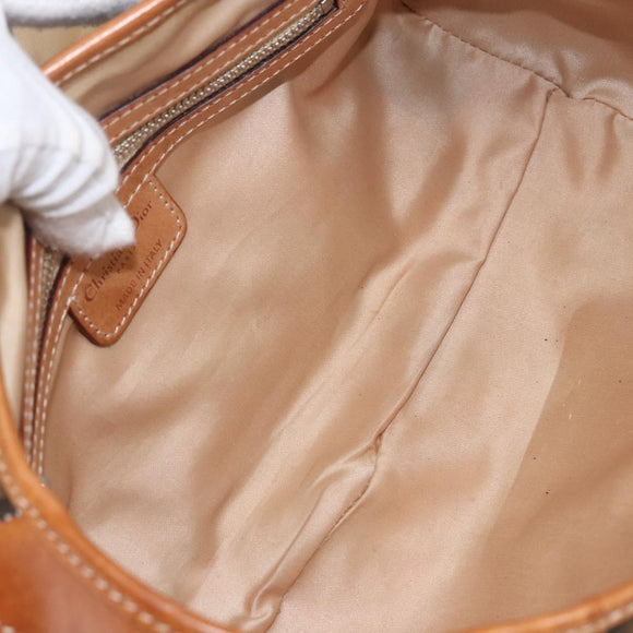 Christian Dior Romantic Trotter Canvas Hand Bag PVC Brown Silver Auth 156325A