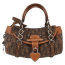 Christian Dior Romantic Trotter Canvas Hand Bag PVC Brown Silver Auth 156325A-13