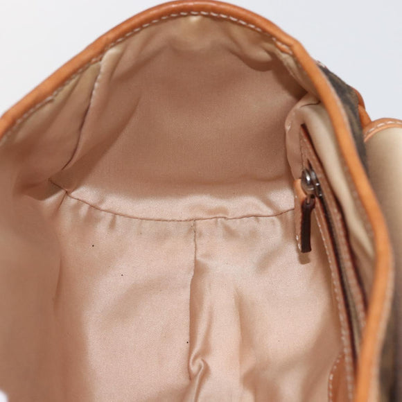 Christian Dior Romantic Trotter Canvas Hand Bag PVC Brown Silver Auth 156325A