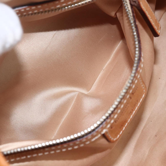 Christian Dior Romantic Trotter Canvas Hand Bag PVC Brown Silver Auth 156325A