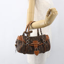 Christian Dior Romantic Trotter Canvas Hand Bag PVC Brown Silver Auth 156325A-24