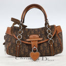 Christian Dior Romantic Trotter Canvas Hand Bag PVC Brown Silver Auth 156325A-12