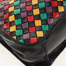 BOTTEGA VENETA INTRECCIATO Shoulder Bag Leather Black Gold Auth 156326V-28