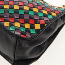BOTTEGA VENETA INTRECCIATO Shoulder Bag Leather Black Gold Auth 156326V-11