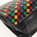 BOTTEGA VENETA INTRECCIATO Shoulder Bag Leather Black Gold Auth 156326V-12