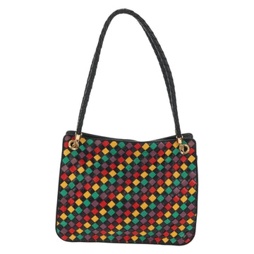 BOTTEGA VENETA INTRECCIATO Shoulder Bag Leather Black Gold Auth 156326V - 0