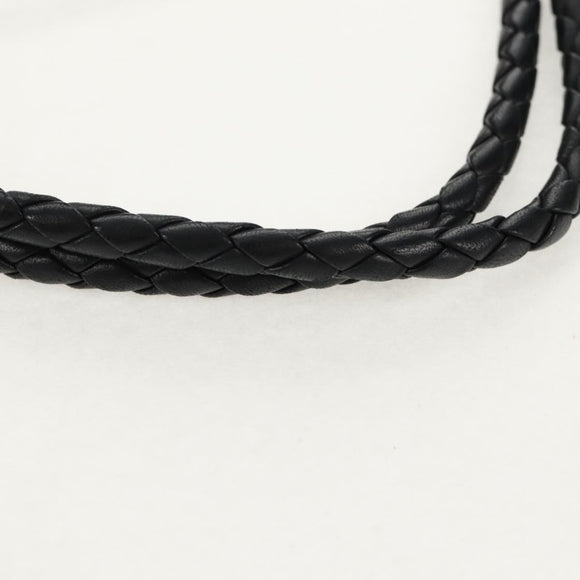 BOTTEGA VENETA INTRECCIATO Shoulder Bag Leather Black Gold Auth 156326V