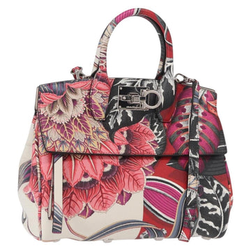 Salvatore Ferragamo Hand Bag Leather 2way Silver Pink Auth 156332SAM