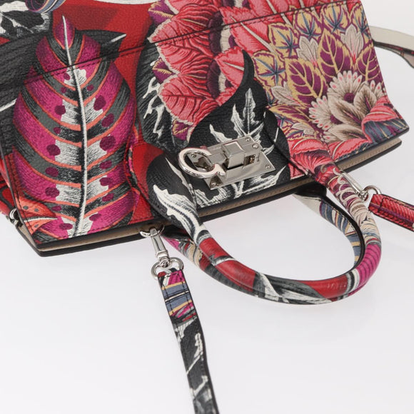 Salvatore Ferragamo Hand Bag Leather 2way Silver Pink Auth 156332SAM