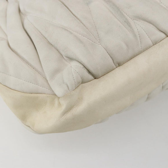 Miu Miu Matelasse Hand Bag Leather 2way White Gold Auth 156334