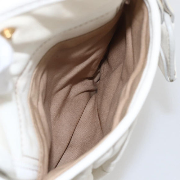 Miu Miu Matelasse Hand Bag Leather 2way White Gold Auth 156334