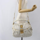 Miu Miu Matelasse Hand Bag Leather 2way White Gold Auth 156334-25
