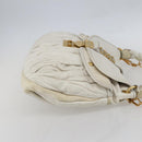 Miu Miu Matelasse Hand Bag Leather 2way White Gold Auth 156334-4
