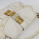 Miu Miu Matelasse Hand Bag Leather 2way White Gold Auth 156334-6