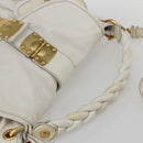 Miu Miu Matelasse Hand Bag Leather 2way White Gold Auth 156334-7