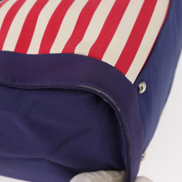 CHANEL Cruise Line Marine border Tote Bag Canvas Navy Silver CC Auth 156335