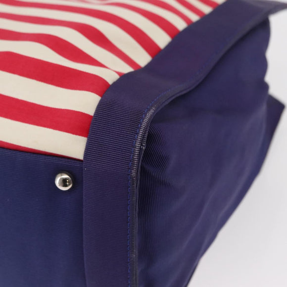 CHANEL Cruise Line Marine border Tote Bag Canvas Navy Silver CC Auth 156335