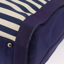 CHANEL Cruise Line Marine border Tote Bag Canvas Navy Silver CC Auth 156335-16