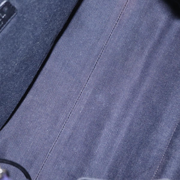 CHANEL Cruise Line Marine border Tote Bag Canvas Navy Silver CC Auth 156335