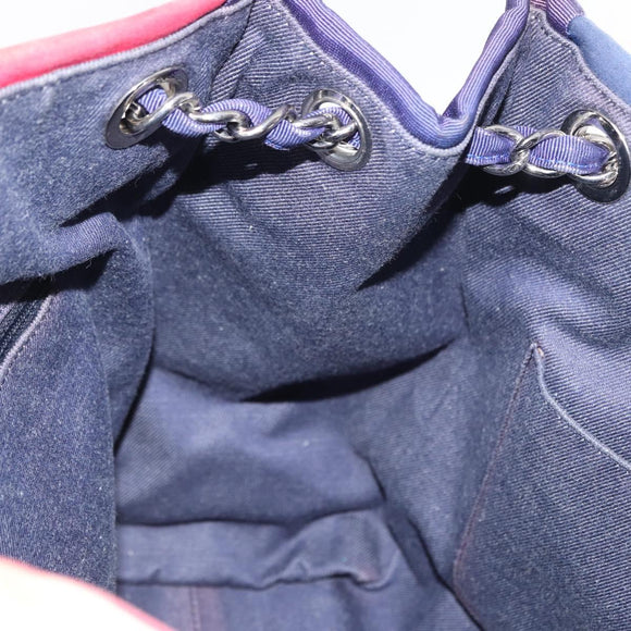 CHANEL Cruise Line Marine border Tote Bag Canvas Navy Silver CC Auth 156335