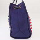 CHANEL Cruise Line Marine border Tote Bag Canvas Navy Silver CC Auth 156335-3