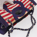 CHANEL Cruise Line Marine border Tote Bag Canvas Navy Silver CC Auth 156335-6