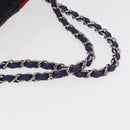 CHANEL Cruise Line Marine border Tote Bag Canvas Navy Silver CC Auth 156335-7