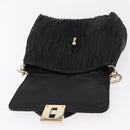 BALLY Chain Shoulder Bag Leather Black Gold Auth 156337-9