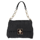 BALLY Chain Shoulder Bag Leather Black Gold Auth 156337-13