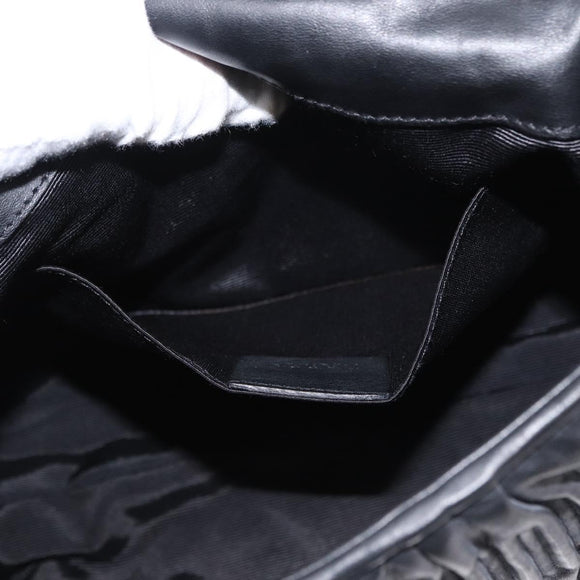 BALLY Chain Shoulder Bag Leather Black Gold Auth 156337