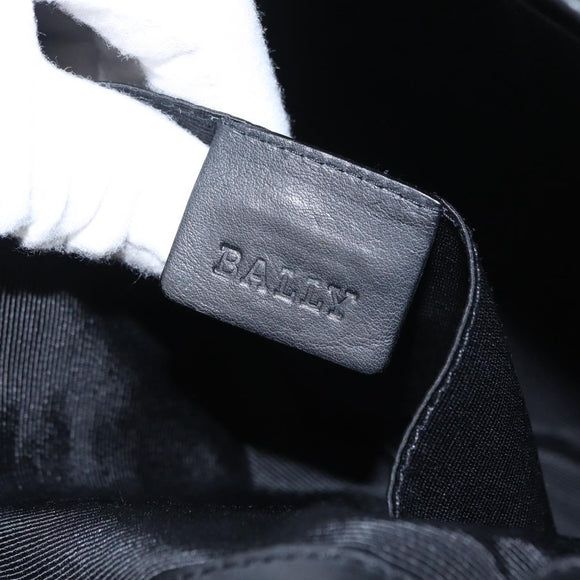 BALLY Chain Shoulder Bag Leather Black Gold Auth 156337