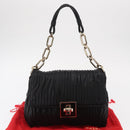 BALLY Chain Shoulder Bag Leather Black Gold Auth 156337-12