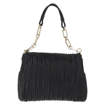 BALLY Chain Shoulder Bag Leather Black Gold Auth 156337 - 0