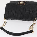BALLY Chain Shoulder Bag Leather Black Gold Auth 156337-6