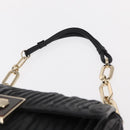 BALLY Chain Shoulder Bag Leather Black Gold Auth 156337-14