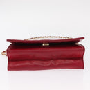 CHANEL Matelasse Chain Shoulder Bag Lamb Skin Red Gold CC Auth 156350-10