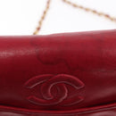 CHANEL Matelasse Chain Shoulder Bag Lamb Skin Red Gold CC Auth 156350-16