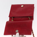 CHANEL Matelasse Chain Shoulder Bag Lamb Skin Red Gold CC Auth 156350-17