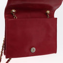 CHANEL Matelasse Chain Shoulder Bag Lamb Skin Red Gold CC Auth 156350-19