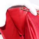 CHANEL Matelasse Chain Shoulder Bag Lamb Skin Red Gold CC Auth 156350-23