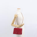 CHANEL Matelasse Chain Shoulder Bag Lamb Skin Red Gold CC Auth 156350-27