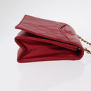 CHANEL Matelasse Chain Shoulder Bag Lamb Skin Red Gold CC Auth 156350-4