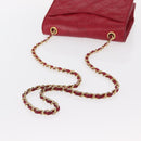 CHANEL Matelasse Chain Shoulder Bag Lamb Skin Red Gold CC Auth 156350-7