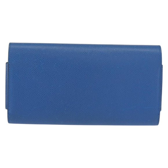HERMES Passant Long Sangrecaval Long Wallet Leather Blue Auth 156370M