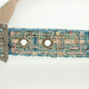 CHANEL Belt tweed Light Blue CC Auth 156372V-6