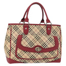 BURBERRY Nova Check Hand Bag Canvas Beige Auth 156373-1