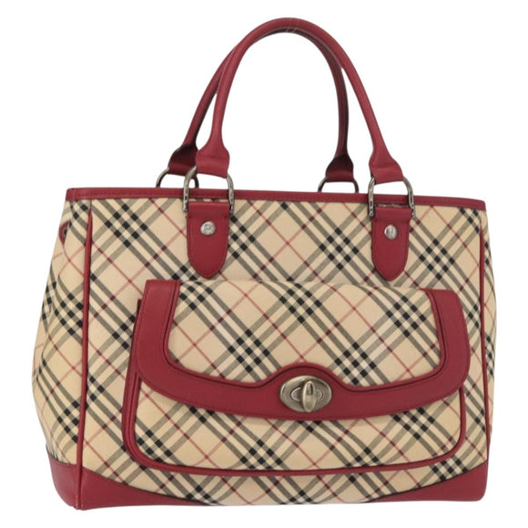 BURBERRY Nova Check Hand Bag Canvas Beige Auth 156373